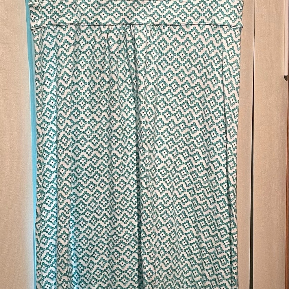 Lands' End Green and White Maxi Dress NWT LARGE SZ L